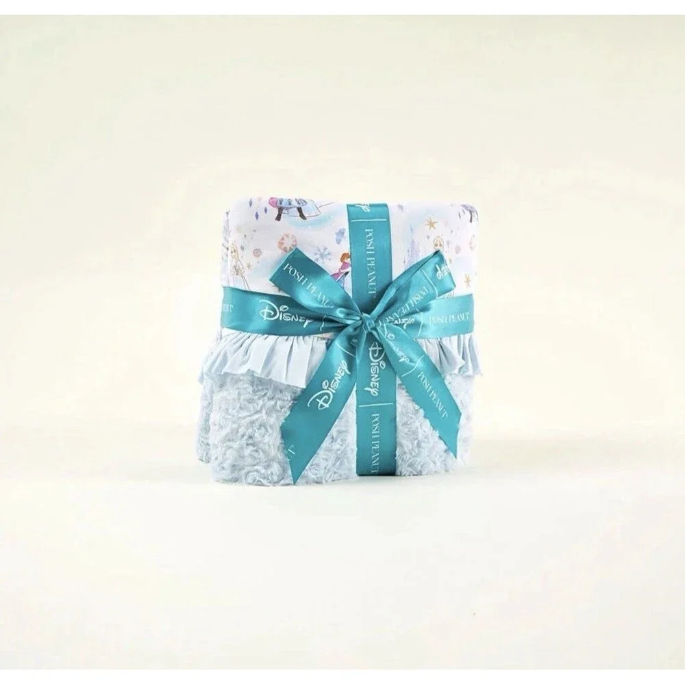 Posh Peanut X Disney Frozen Elsa & Anna Minky Ruffled Luxe Patoo Blanket NEW
